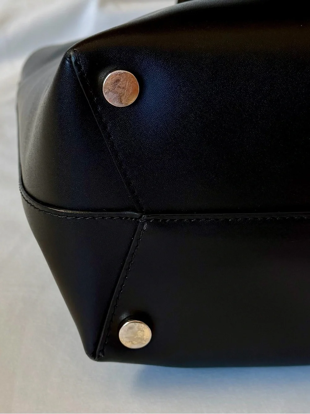 Michael Kors Black Leather Tote with Gold MK Emblem